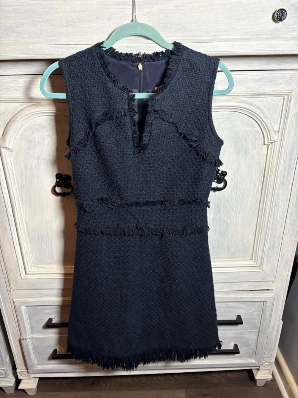 Tory Burch Navy Tweed Natalie Sheath Dress Preppy Resortwear Quiet Luxury - Picture 3 of 9
